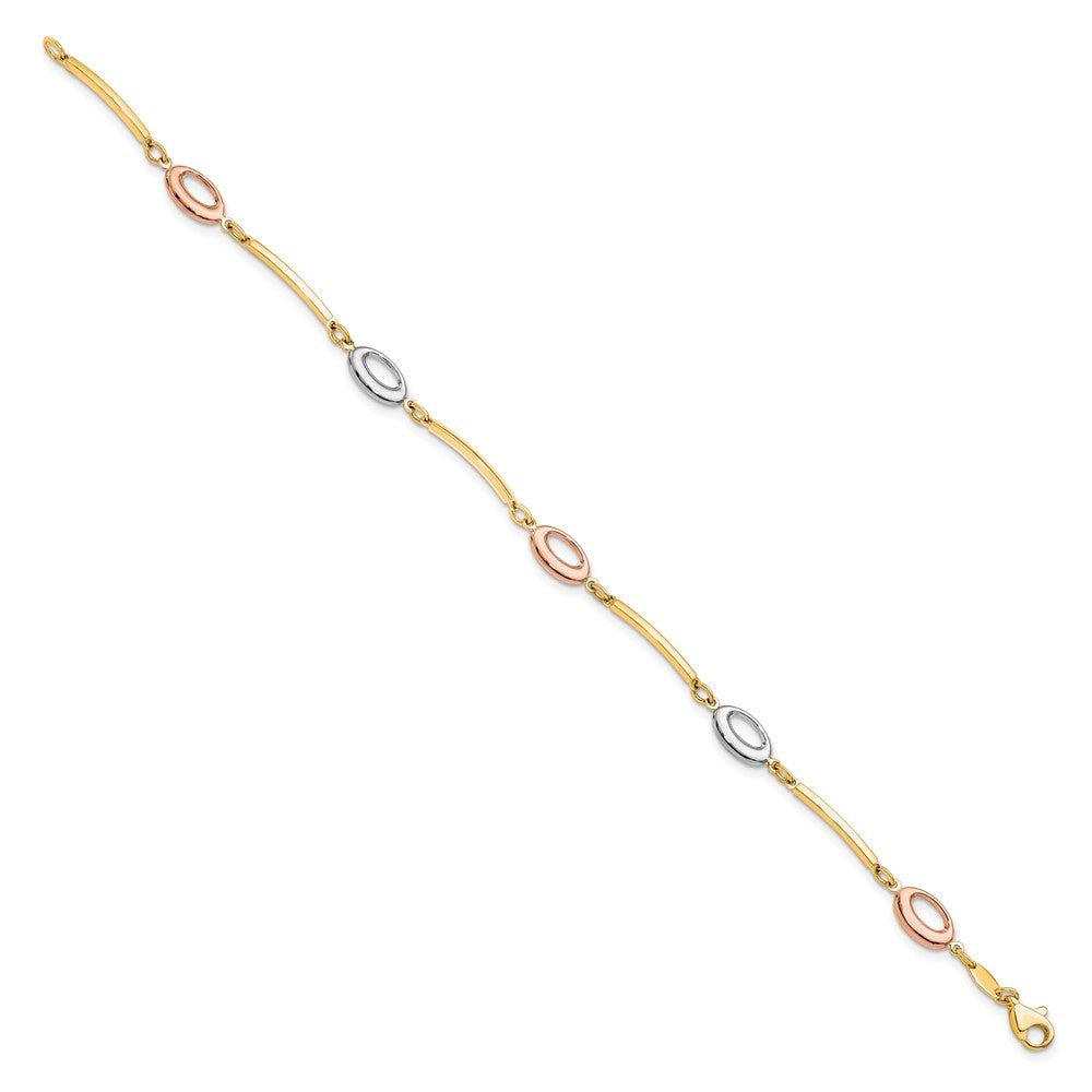 FJC Finejewelers 10 kt Tri Color Gold Fancy Tri-Color Polished Bracelet 7.5 Inches x 6 mm