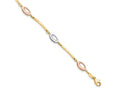 FJC Finejewelers 10 kt Tri Color Gold Fancy Tri-Color Polished Bracelet 7.5 Inches x 6 mm