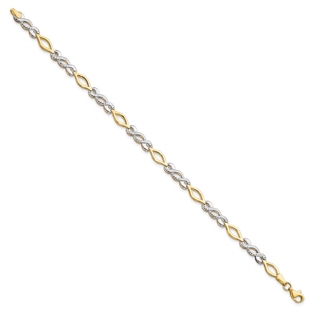 FJC Finejewelers 10 kt Two Tone Gold Fancy Two-tone Polished Bright Cut Bracelet 7.5 Inches x 4.75 mm