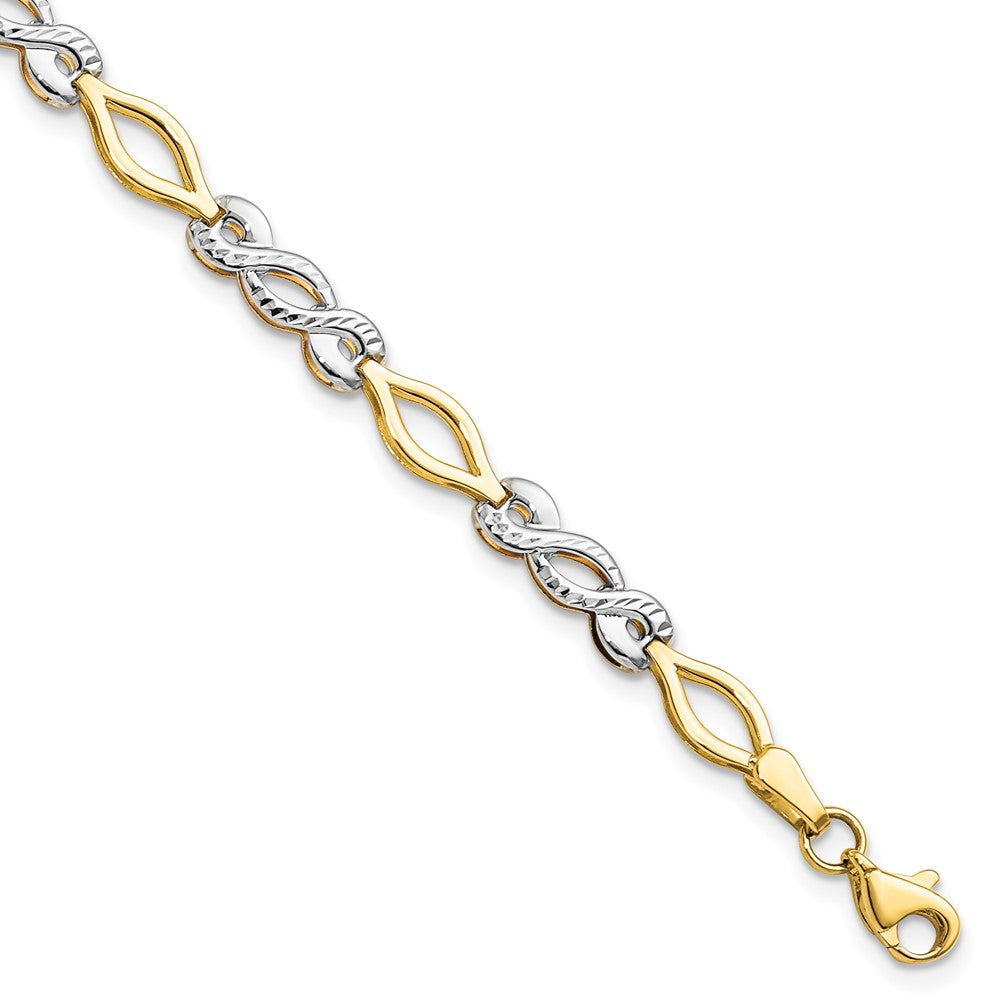 FJC Finejewelers 10 kt Two Tone Gold Fancy Two-tone Polished Bright Cut Bracelet 7.5 Inches x 4.75 mm