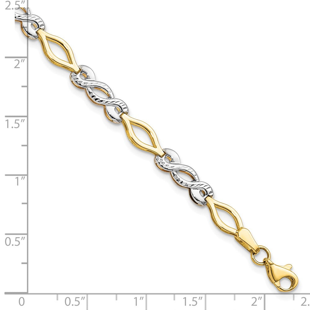 FJC Finejewelers 10 kt Two Tone Gold Fancy Two-tone Polished Bright Cut Bracelet 7.5 Inches x 4.75 mm