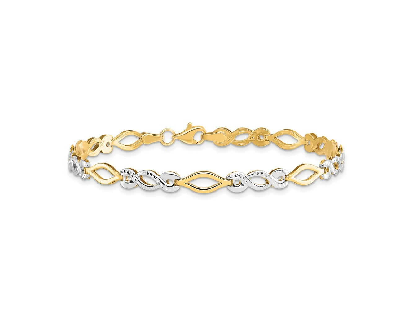 FJC Finejewelers 10 kt Two Tone Gold Fancy Two-tone Polished Bright Cut Bracelet 7.5 Inches x 4.75 mm