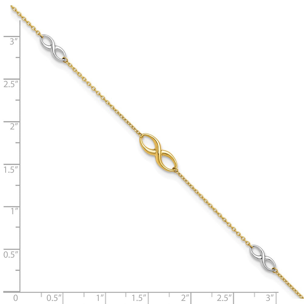 FJC Finejewelers 10 kt Two Tone Gold Cable Polished with 1 in ext. Anklet 9 Inches x 5 mm