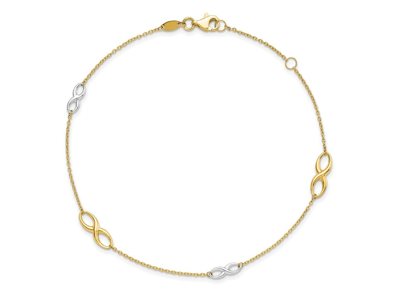 FJC Finejewelers 10 kt Two Tone Gold Cable Polished with 1 in ext. Anklet 9 Inches x 5 mm
