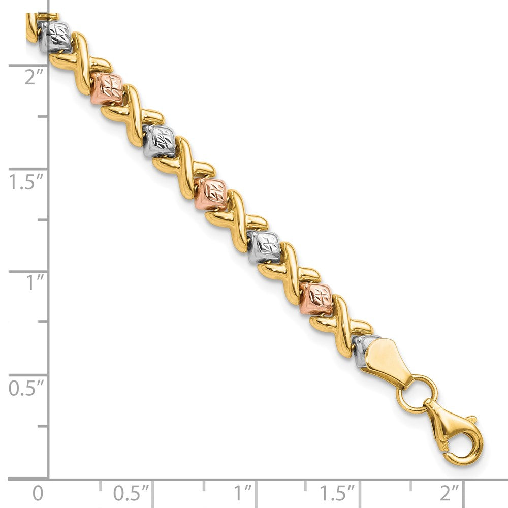 FJC Finejewelers 10 kt Tri Color Gold Fancy Bright Cut Bracelet 7 Inches
