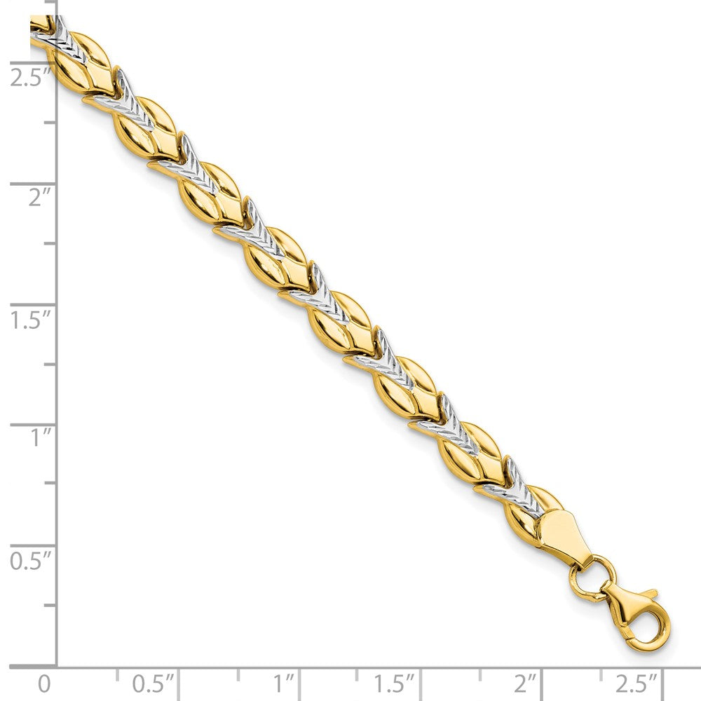 FJC Finejewelers 10 kt Yellow Gold Fancy Rhodium Plated Bright Cut Bracelet 7.5 Inches