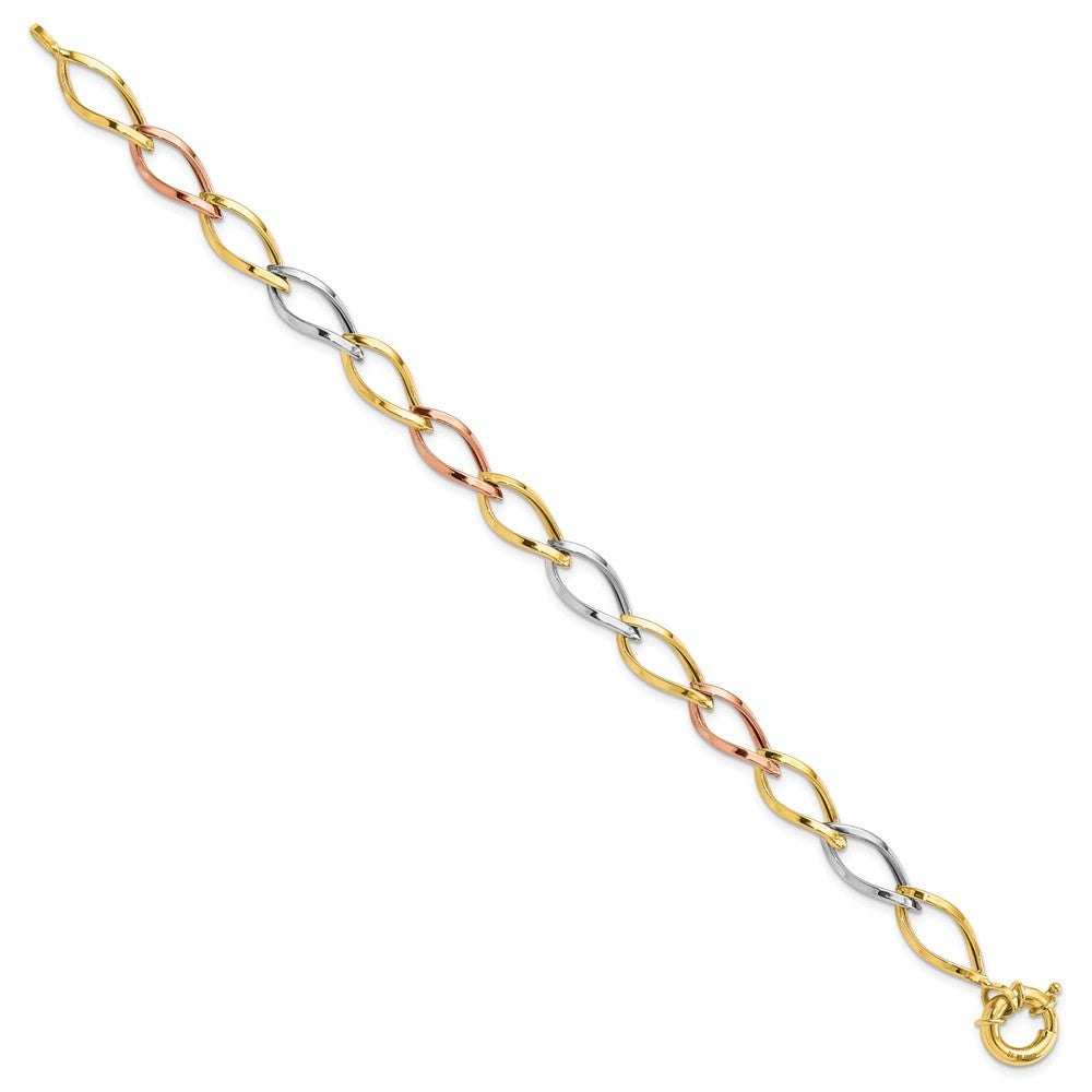 FJC Finejewelers 10 kt Tri Color Gold Polished Link Bracelet 7.25 Inches