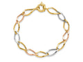 FJC Finejewelers 10 kt Tri Color Gold Polished Link Bracelet 7.25 Inches