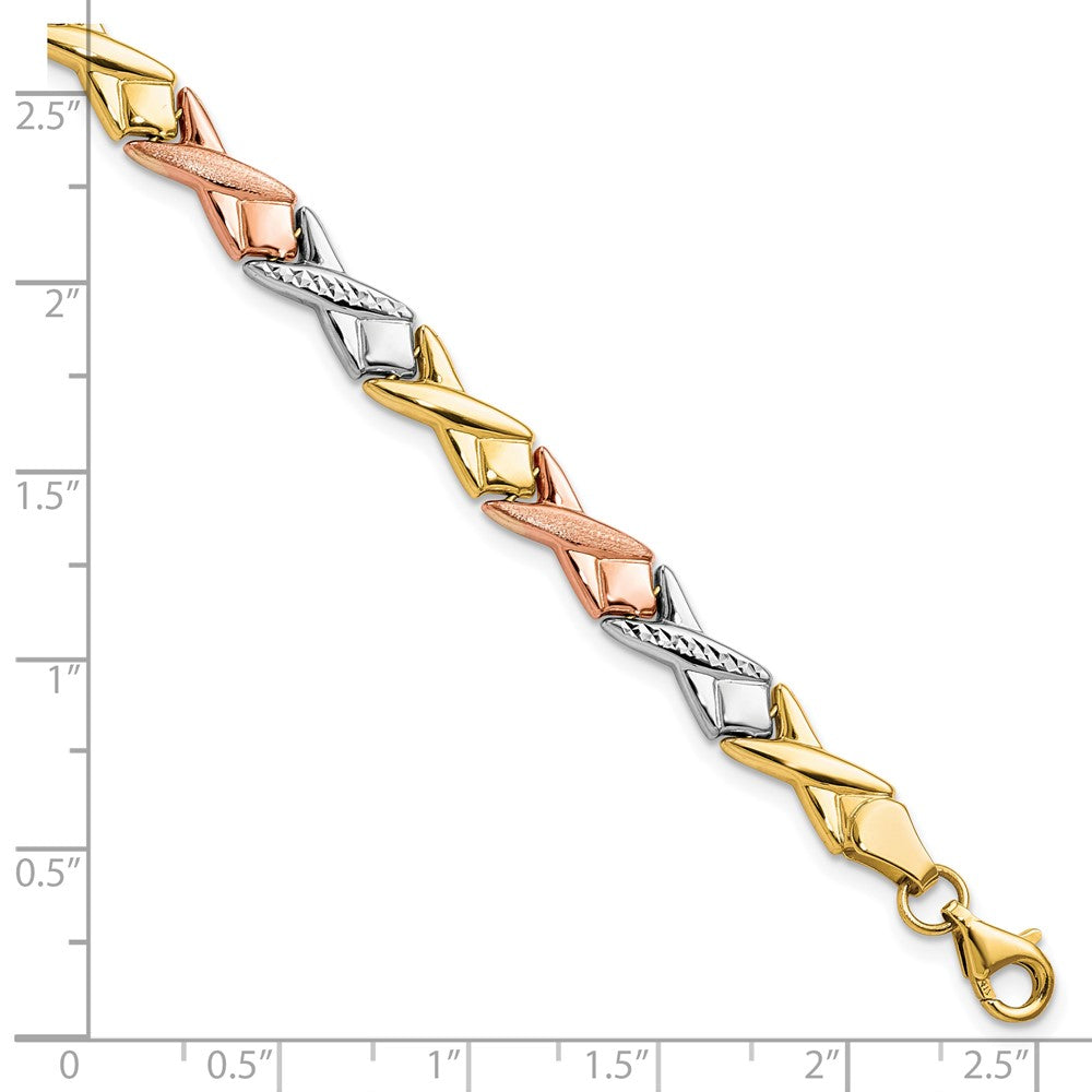 FJC Finejewelers 10 kt Tri Color Gold Fancy Polished and Brushed Bright Cut Bracelet 7.5 Inches