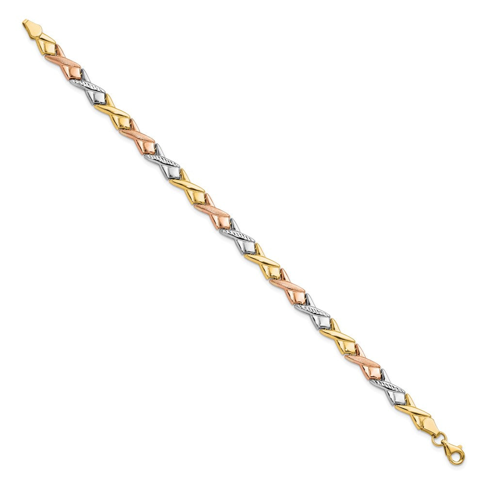 FJC Finejewelers 10 kt Tri Color Gold Fancy Polished and Brushed Bright Cut Bracelet 7.5 Inches