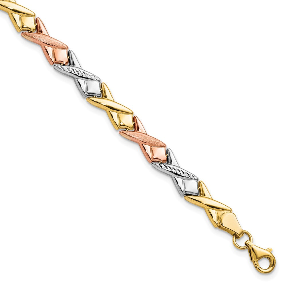 FJC Finejewelers 10 kt Tri Color Gold Fancy Polished and Brushed Bright Cut Bracelet 7.5 Inches