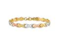 FJC Finejewelers 10 kt Tri Color Gold Fancy Polished and Brushed Bright Cut Bracelet 7.5 Inches