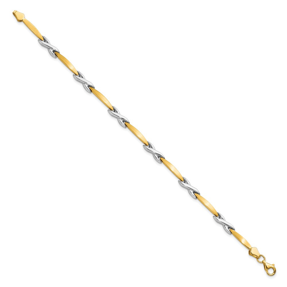 FJC Finejewelers 10 kt Two Tone Gold Fancy Polished and Brushed Bracelet 7.5 Inches