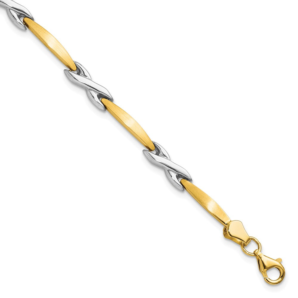 FJC Finejewelers 10 kt Two Tone Gold Fancy Polished and Brushed Bracelet 7.5 Inches