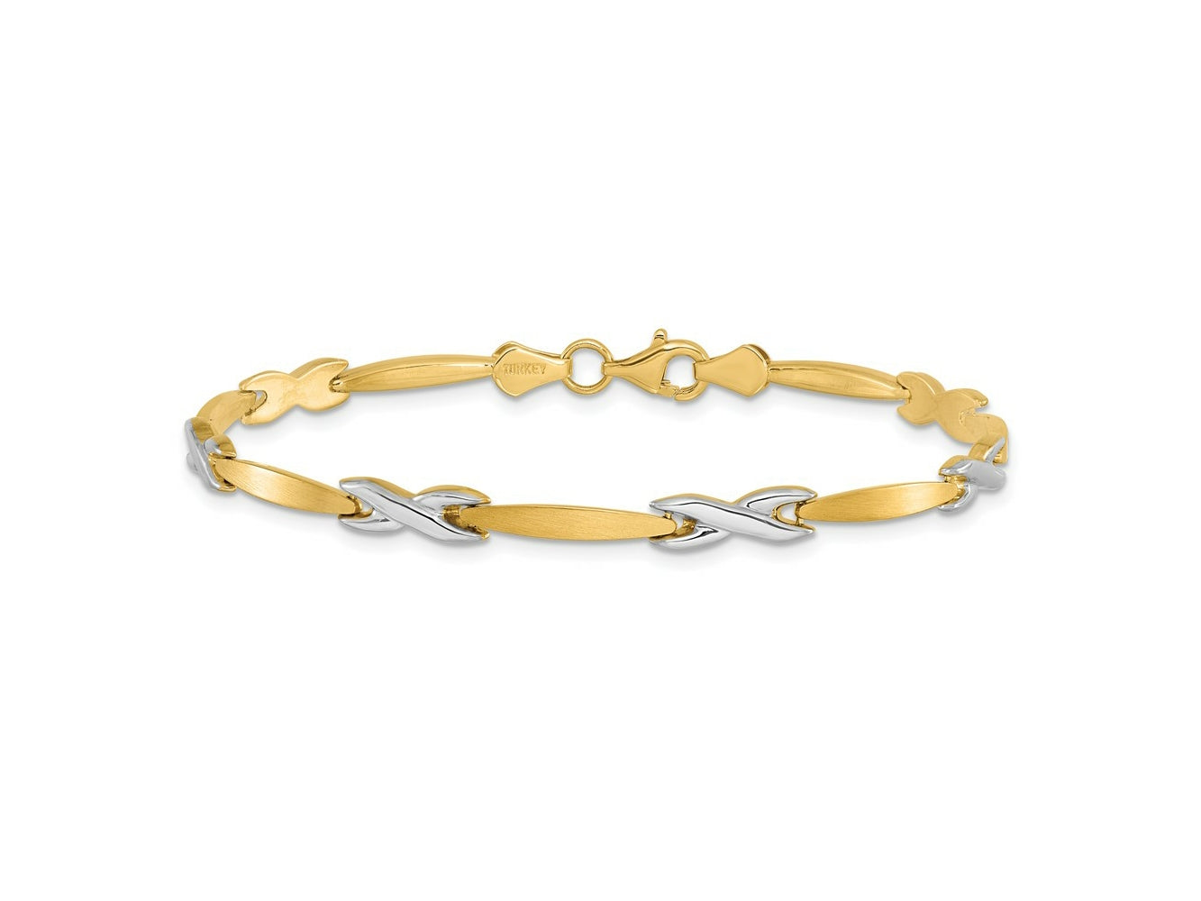 FJC Finejewelers 10 kt Two Tone Gold Fancy Polished and Brushed Bracelet 7.5 Inches