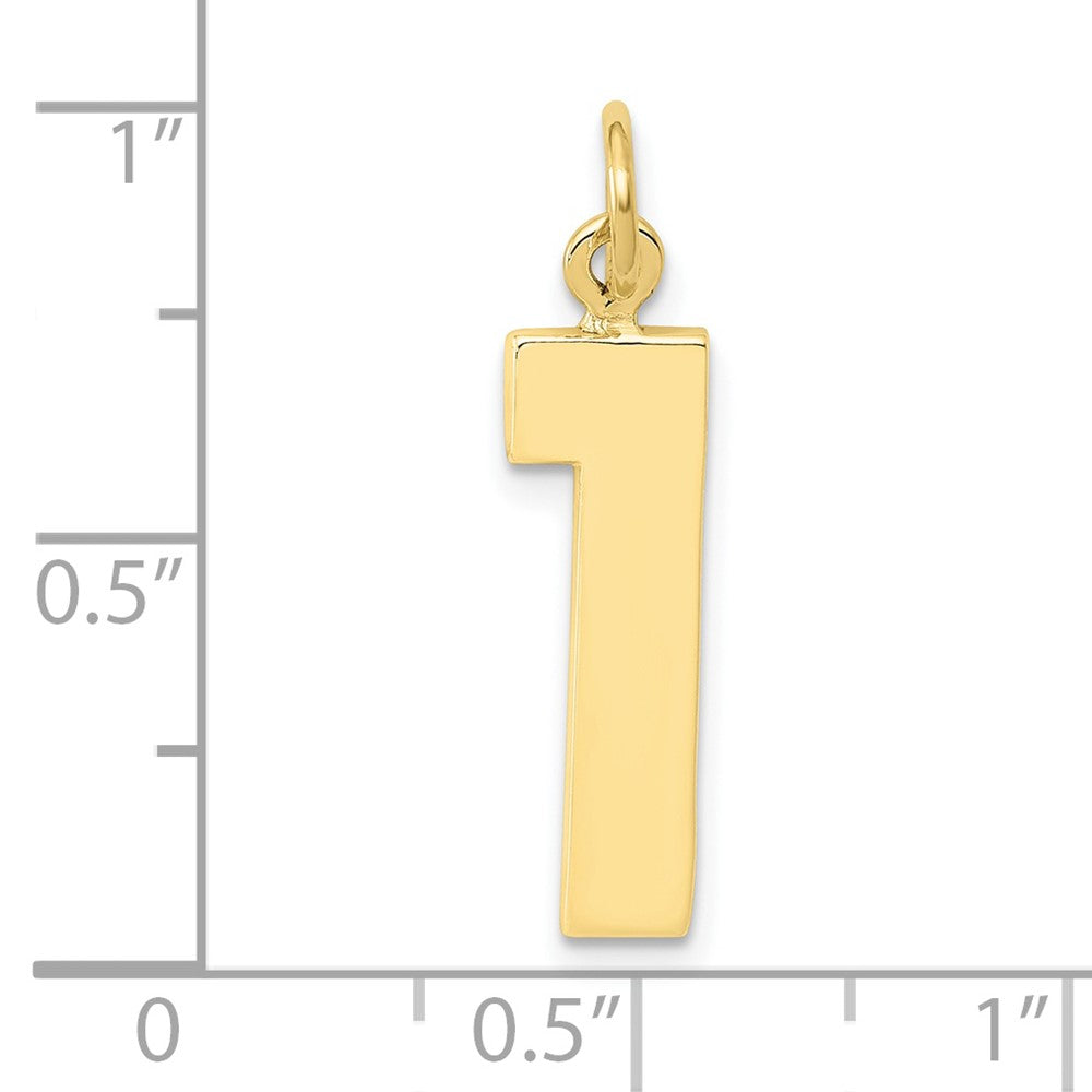 FJC Finejewelers 10 kt Yellow Gold Casted Large Polished Number 1 Charm 25 x 6 mm