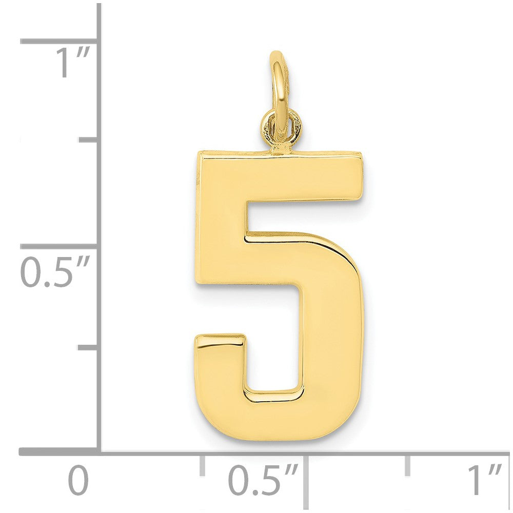 FJC Finejewelers 10 kt Yellow Gold Casted Large Polished Number 5 Charm 25 x 10 mm