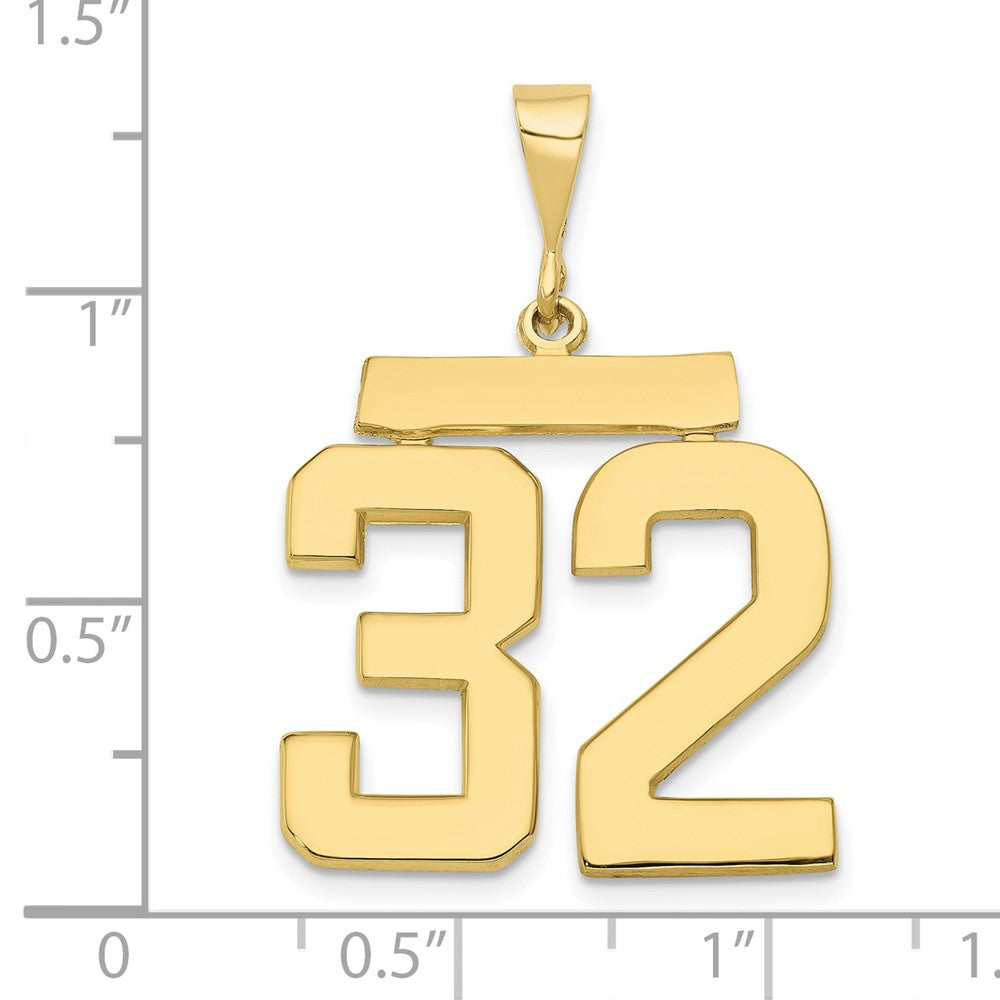 FJC Finejewelers 10 kt Yellow Gold Casted Large Polished Number 32 Charm 32 x 22 mm