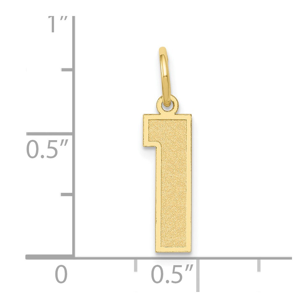 FJC Finejewelers 10 kt Yellow Gold Medium Satin Number 1 Charm 20 x 5 mm
