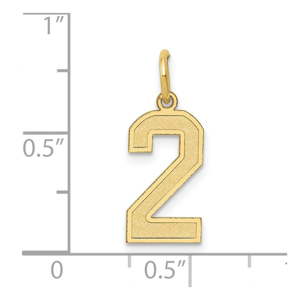 FJC Finejewelers 10 kt Yellow Gold Medium Satin Number 2 Charm 20 x 8 mm