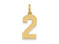 FJC Finejewelers 10 kt Yellow Gold Medium Satin Number 2 Charm 20 x 8 mm