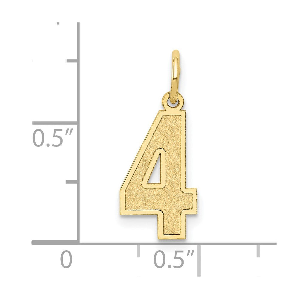 FJC Finejewelers 10 kt Yellow Gold Medium Satin Number 4 Charm 20 x 8 mm