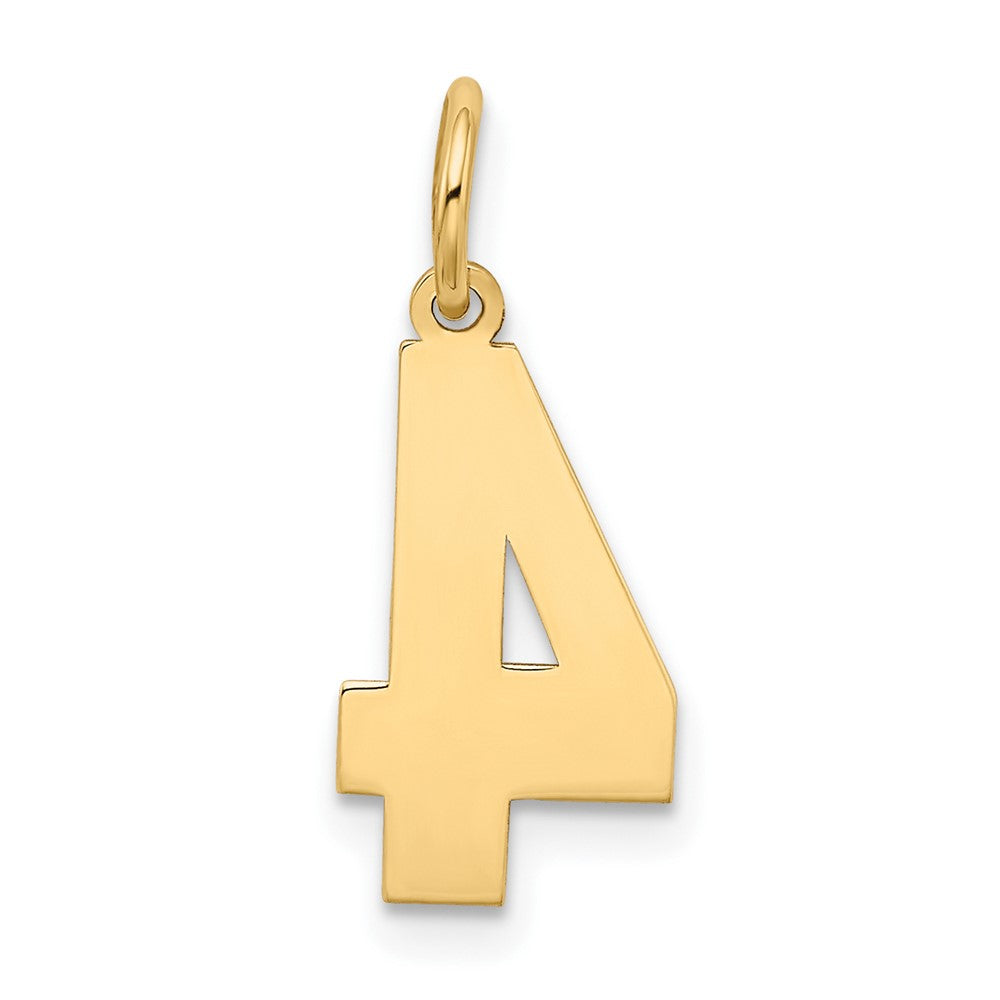 FJC Finejewelers 10 kt Yellow Gold Medium Satin Number 4 Charm 20 x 8 mm