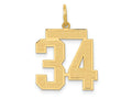 FJC Finejewelers 10 kt Yellow Gold Medium Satin Number 34 Charm 23 x 17 mm
