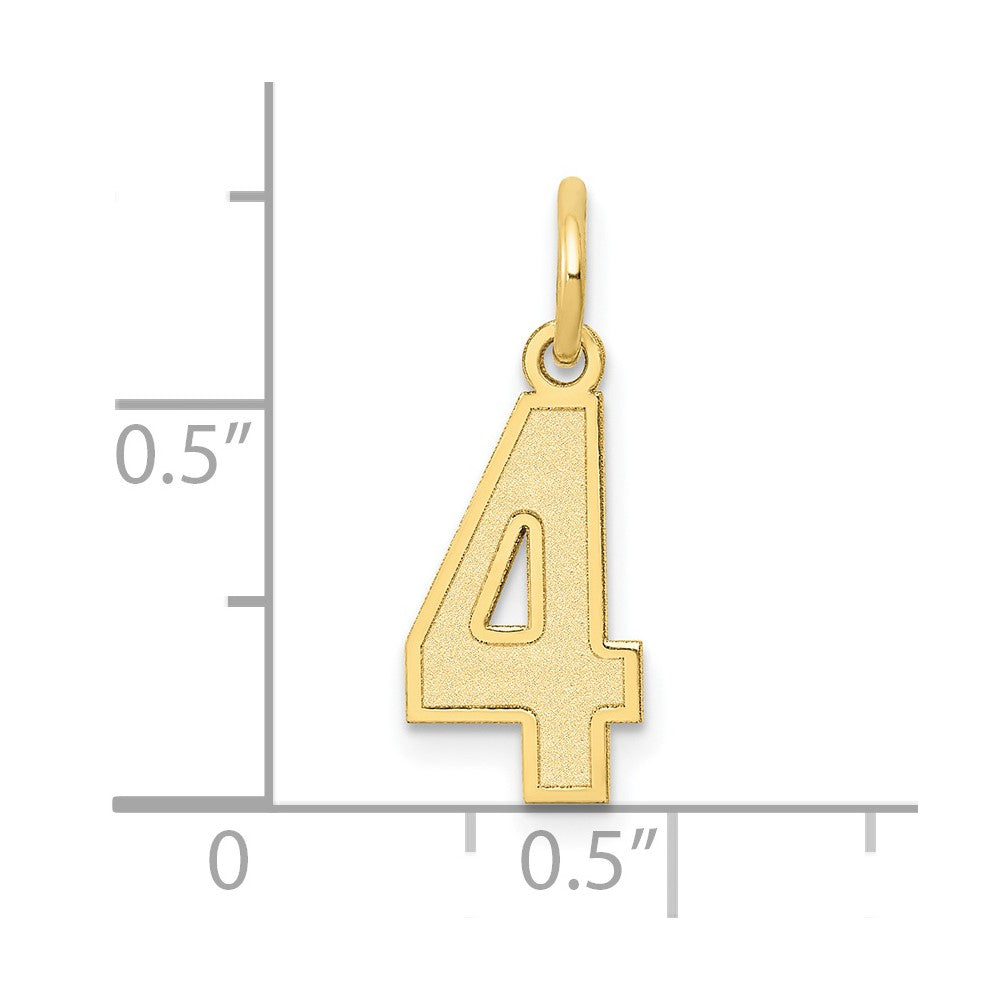 FJC Finejewelers 10 kt Yellow Gold Small Satin Number 4 Charm 18 x 7 mm