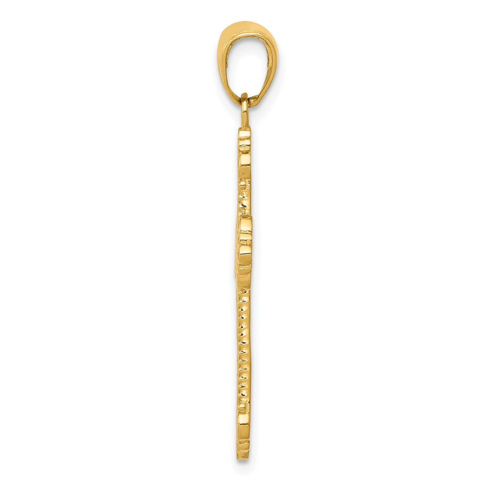 FJC Finejewelers 10 kt Yellow Gold Fleur De Lis Cross Charm 36 x 19 mm