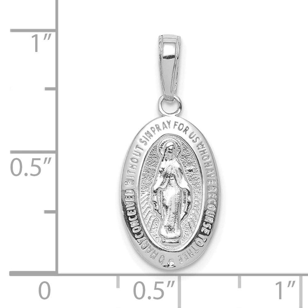 FJC Finejewelers 10 kt White Gold Themed Miraculous Medal Charm 24 mm x 10.11 mm