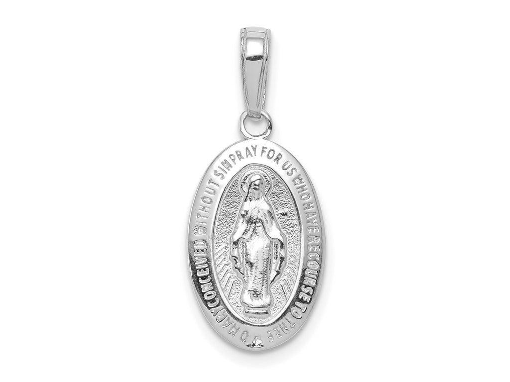 FJC Finejewelers 10 kt White Gold Themed Miraculous Medal Charm 24 mm x 10.11 mm