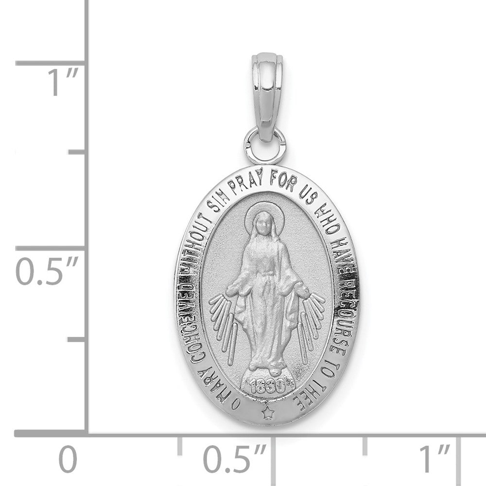 FJC Finejewelers 10 kt White Gold Themed Miraculous Medal Charm 27 mm x 12.14 mm