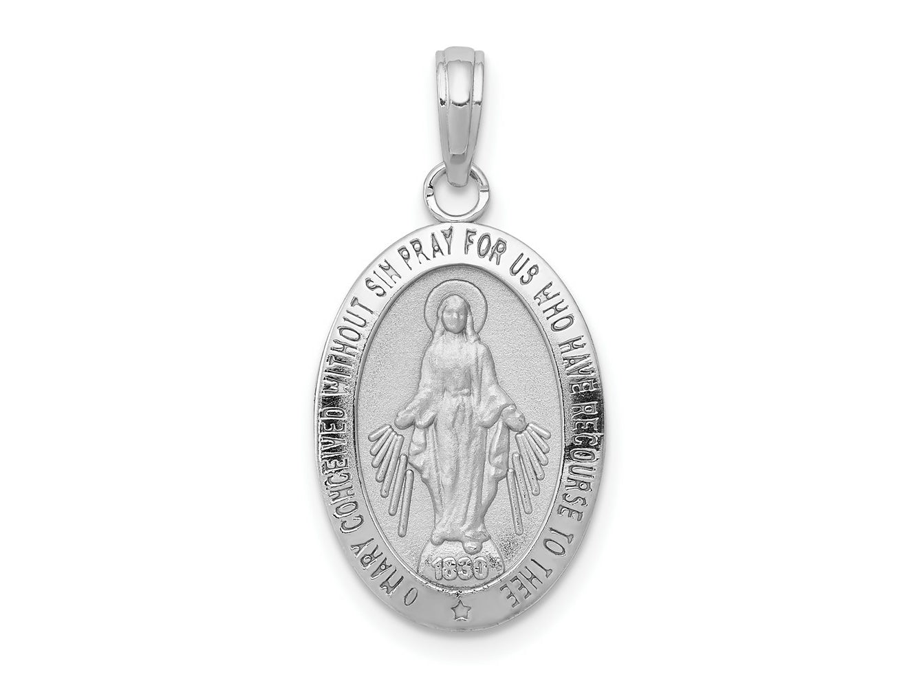 FJC Finejewelers 10 kt White Gold Themed Miraculous Medal Charm 27 mm x 12.14 mm