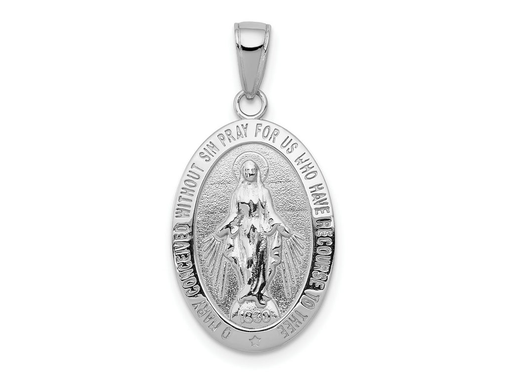 FJC Finejewelers 10 kt White Gold Themed Miraculous Medal Charm 31 mm x 13.94 mm