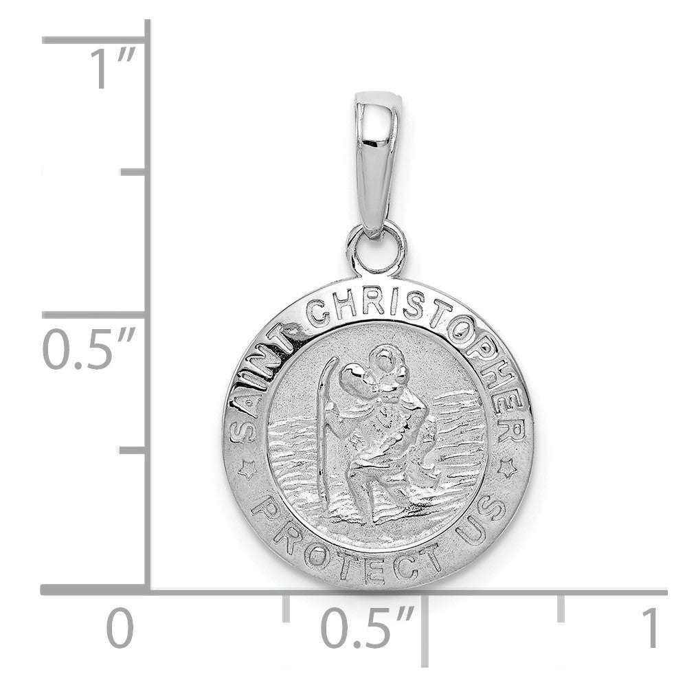 FJC Finejewelers 10 kt White Gold Themed Saint Christopher Medal Charm 21.45 mm x 14.64 mm