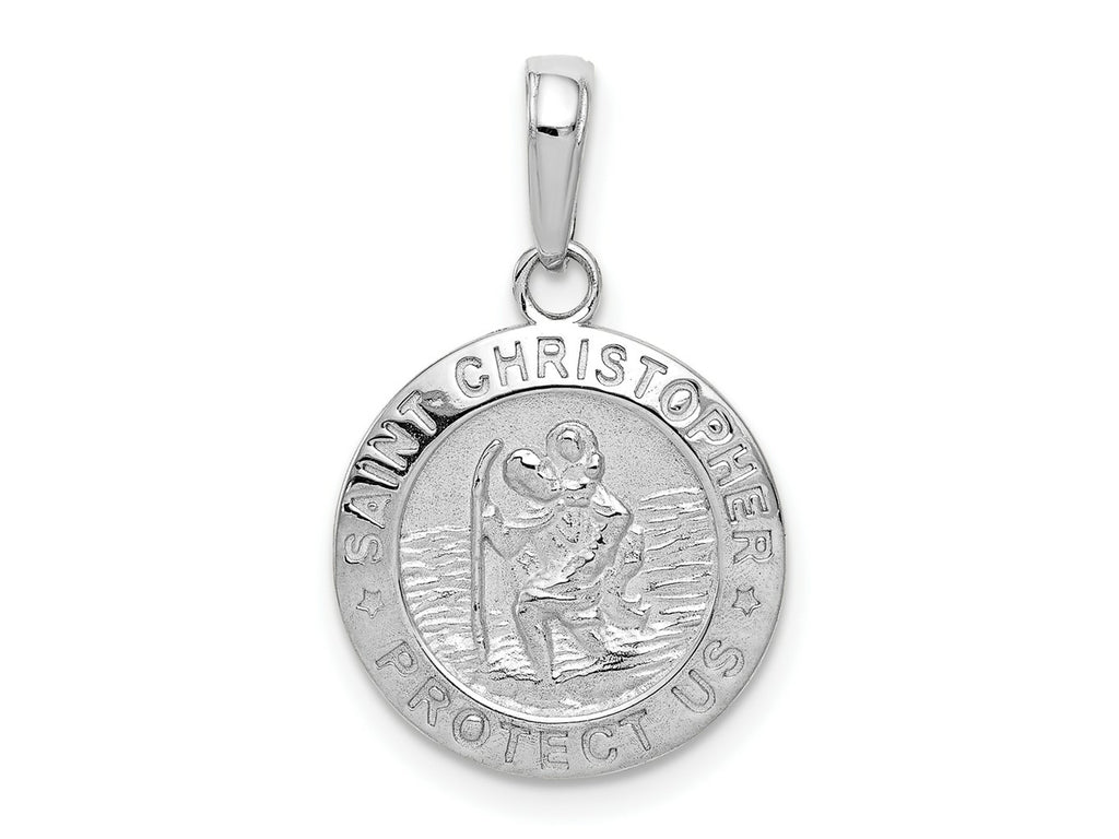FJC Finejewelers 10 kt White Gold Themed Saint Christopher Medal Charm 21.45 mm x 14.64 mm