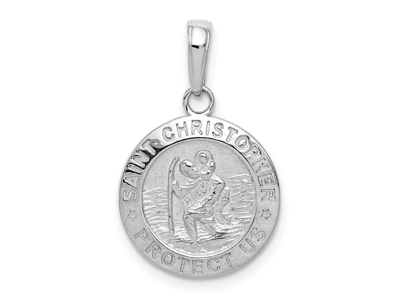 FJC Finejewelers 10 kt White Gold Themed Saint Christopher Medal Charm 21.45 mm x 14.64 mm