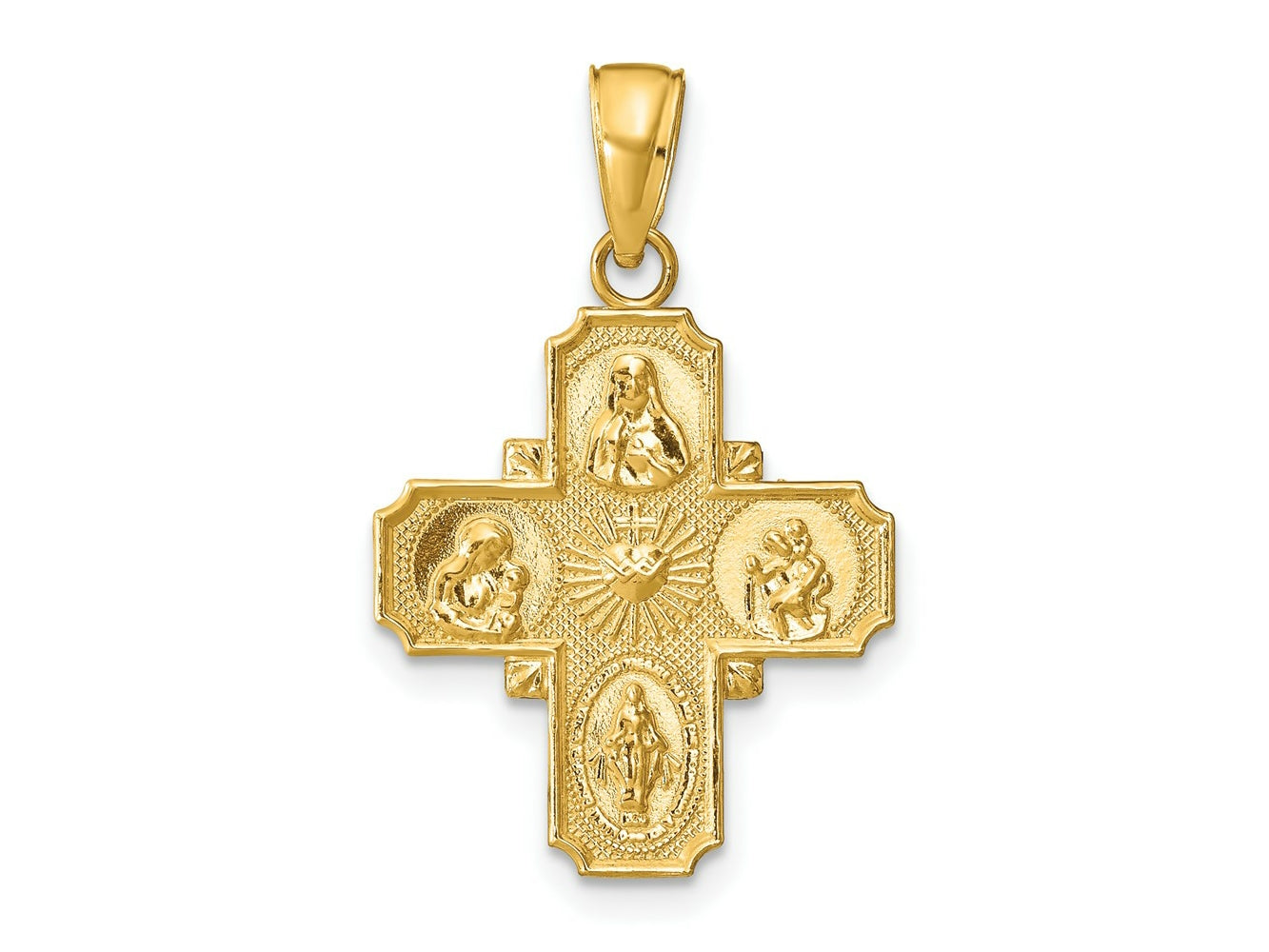 FJC Finejewelers 10 kt Yellow Gold 4-Way Medal Charm 29 x 19 mm