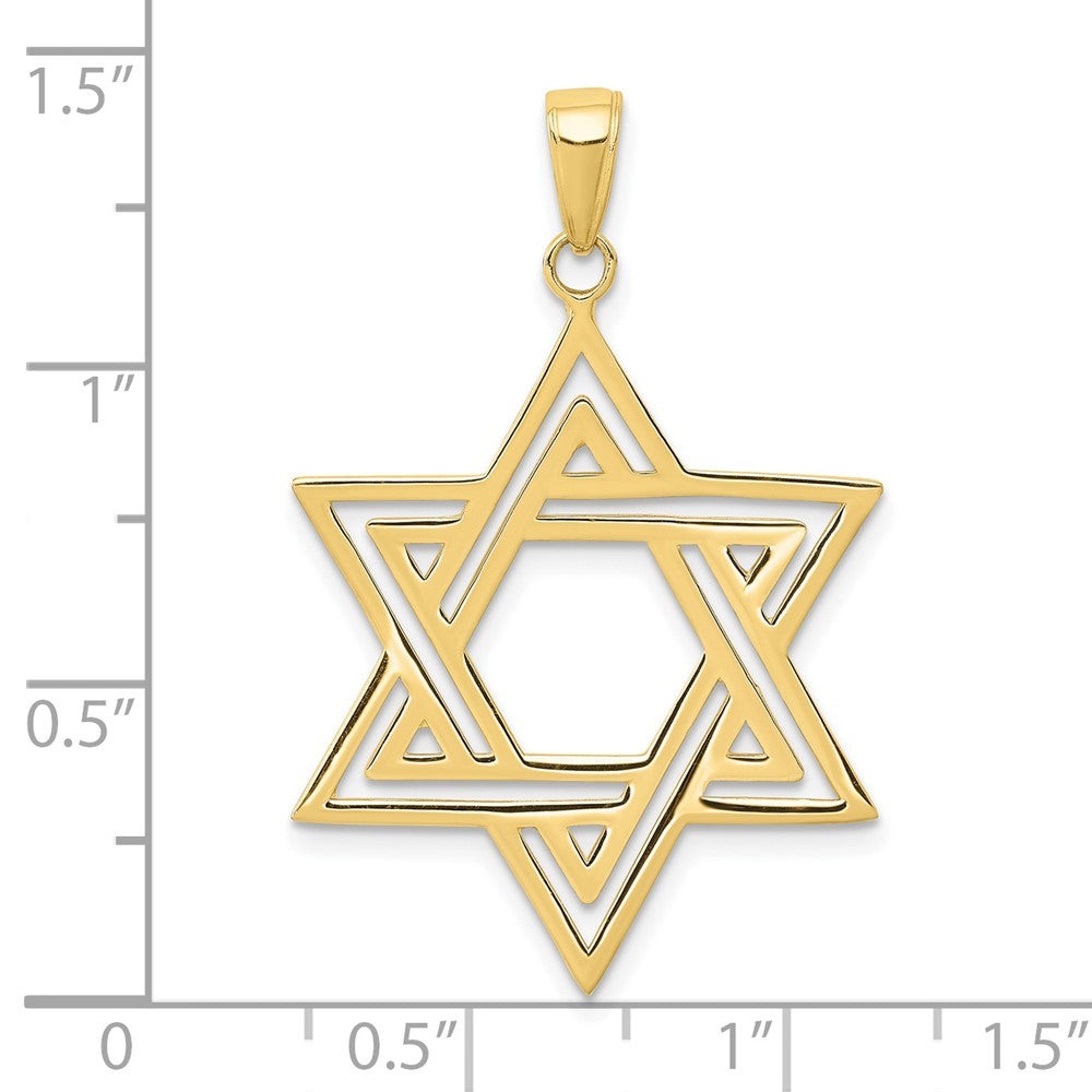 FJC Finejewelers 10 kt Yellow Gold Solid Polished Star of David Charm 38 x 23 mm