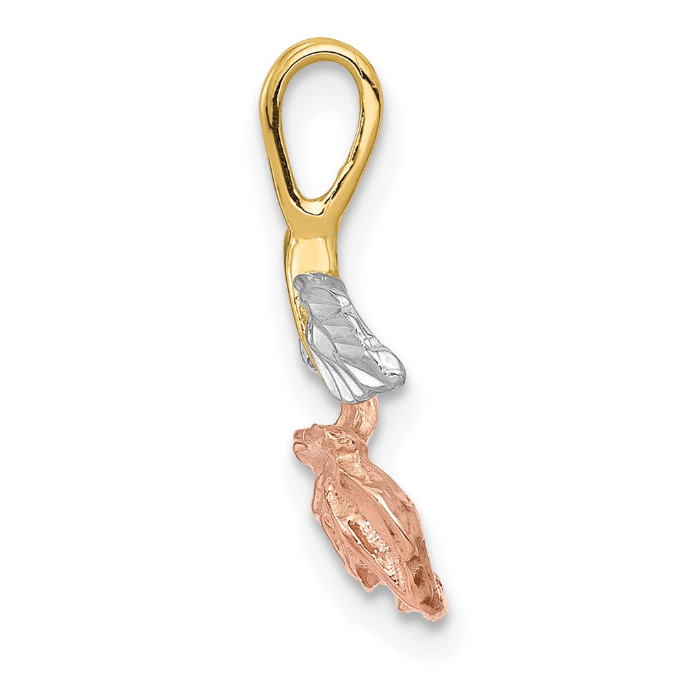 FJC Finejewelers 10 kt Yellow Gold with White and Rose Rhodium Rose Chain Slide 18 x 11 mm