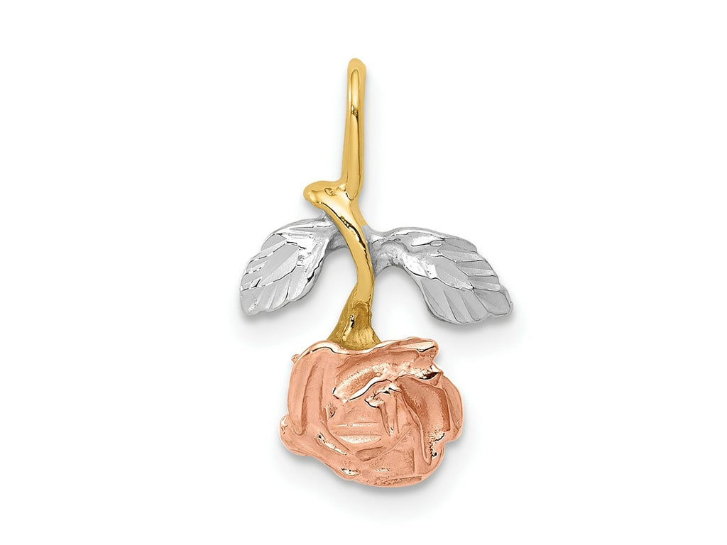 FJC Finejewelers 10 kt Yellow Gold with White and Rose Rhodium Rose Chain Slide 18 x 11 mm