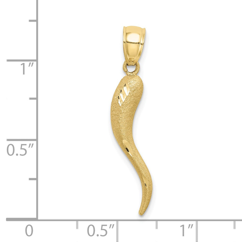 FJC Finejewelers 10 kt Yellow Gold Solid Bright Cut Italian Horn Charm 30 x 5 mm
