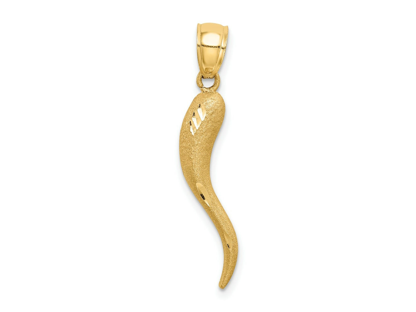 FJC Finejewelers 10 kt Yellow Gold Solid Bright Cut Italian Horn Charm 30 x 5 mm