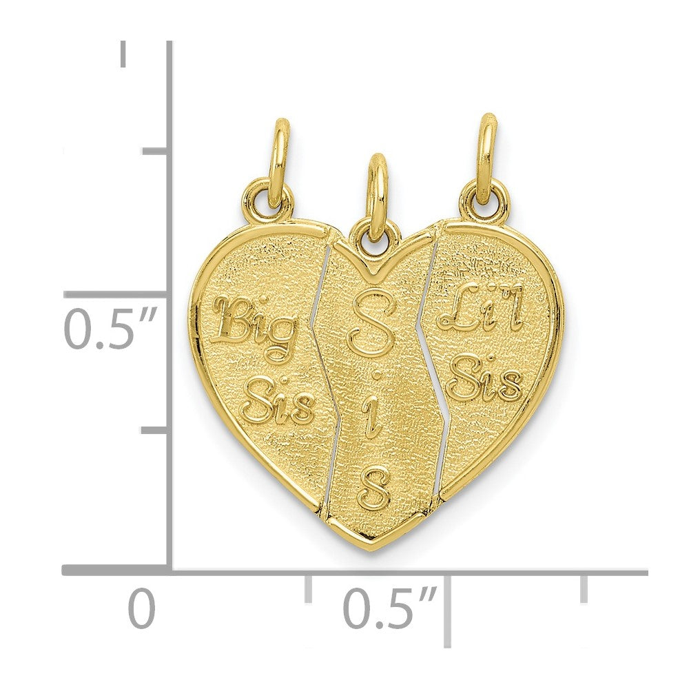 FJC Finejewelers 10 kt Yellow Gold 3 piece Break-apart Big Sis, Sis and Lil Sis Charm 21 x 17 mm