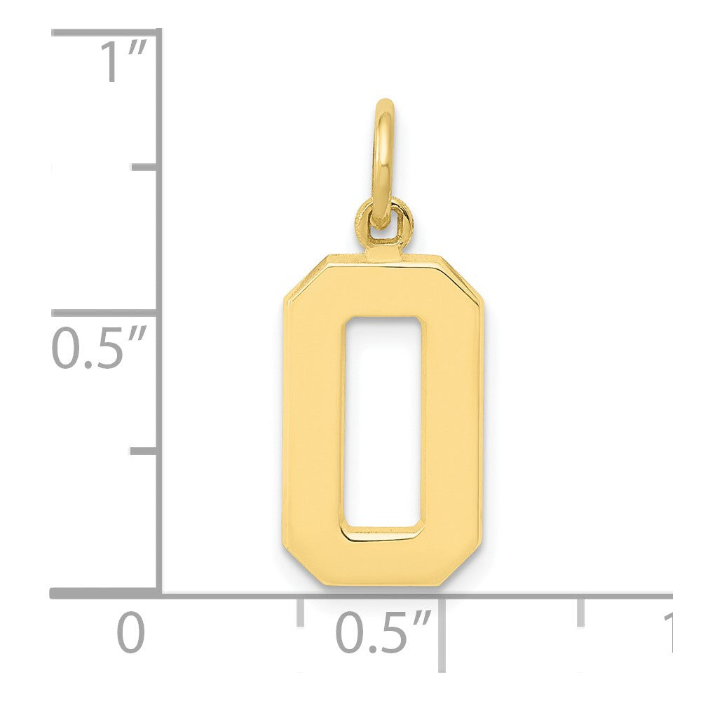 FJC Finejewelers 10 kt Yellow Gold Casted Medium Polished Number 0 Charm 22 x 9 mm