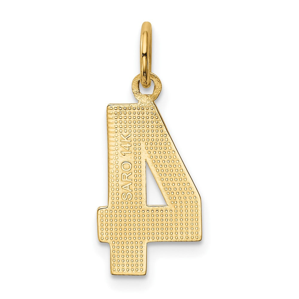 FJC Finejewelers 10 kt Yellow Gold Casted Medium Polished Number 4 Charm 22 x 9 mm