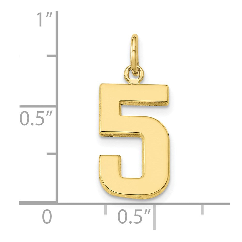 FJC Finejewelers 10 kt Yellow Gold Casted Medium Polished Number 5 Charm 22 x 9 mm