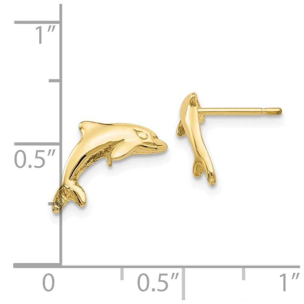FJC Finejewelers 10 kt Yellow Gold Button Dolphin Earrings 11 mm x 9 mm
