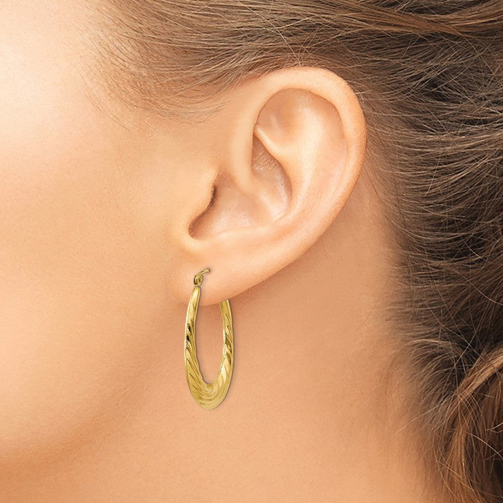 FJC Finejewelers 10 kt Yellow Gold Polished Twisted Oval Hollow Hoop Earrings 32 mm x 22 mm